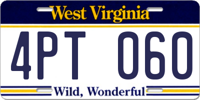 WV license plate 4PT060
