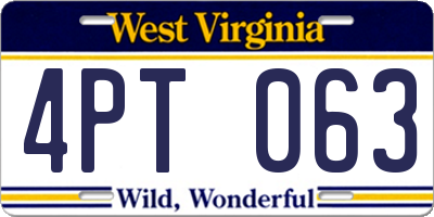 WV license plate 4PT063