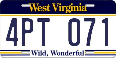 WV license plate 4PT071