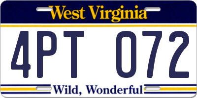 WV license plate 4PT072