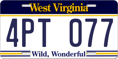 WV license plate 4PT077