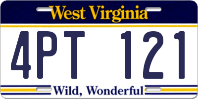 WV license plate 4PT121