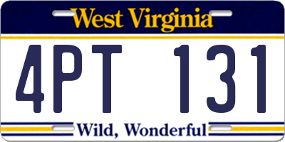 WV license plate 4PT131