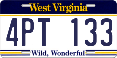 WV license plate 4PT133