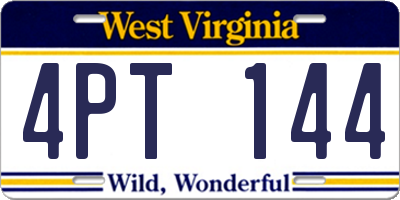 WV license plate 4PT144