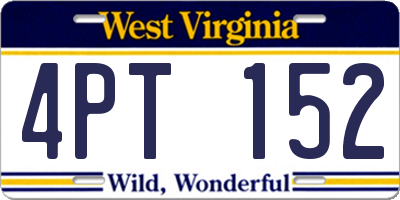 WV license plate 4PT152