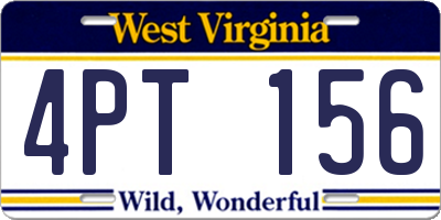 WV license plate 4PT156