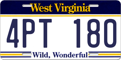WV license plate 4PT180