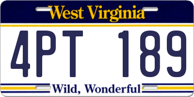 WV license plate 4PT189