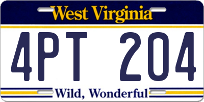 WV license plate 4PT204