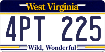 WV license plate 4PT225