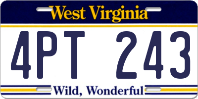 WV license plate 4PT243