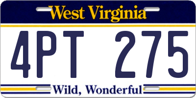 WV license plate 4PT275