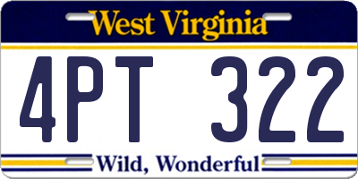WV license plate 4PT322