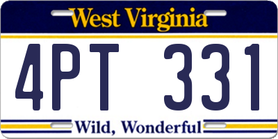 WV license plate 4PT331