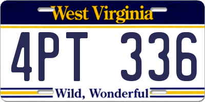 WV license plate 4PT336