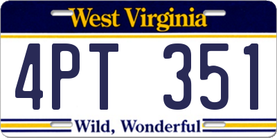 WV license plate 4PT351