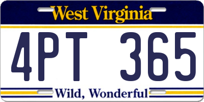 WV license plate 4PT365