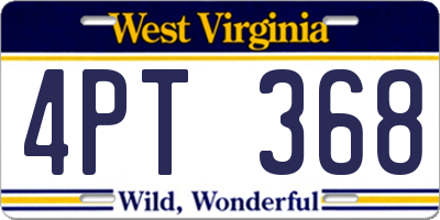 WV license plate 4PT368