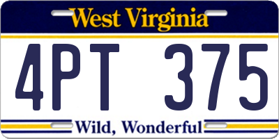 WV license plate 4PT375