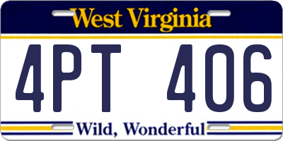 WV license plate 4PT406