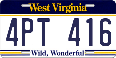 WV license plate 4PT416