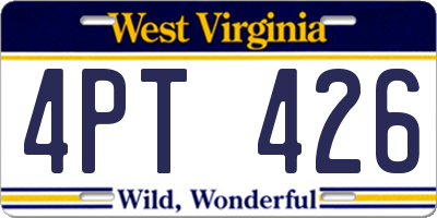 WV license plate 4PT426