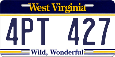 WV license plate 4PT427