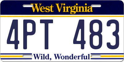 WV license plate 4PT483