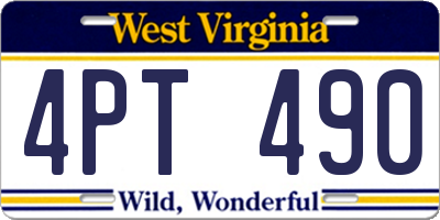 WV license plate 4PT490