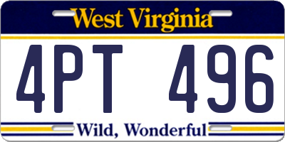 WV license plate 4PT496