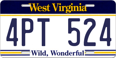 WV license plate 4PT524