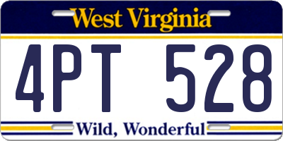 WV license plate 4PT528