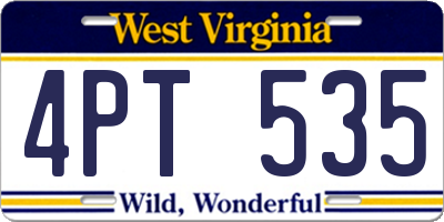 WV license plate 4PT535
