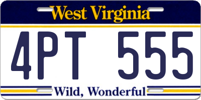 WV license plate 4PT555