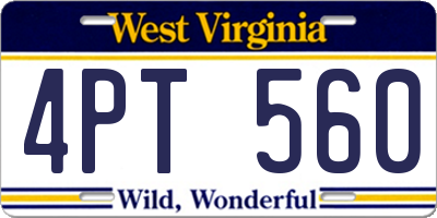 WV license plate 4PT560
