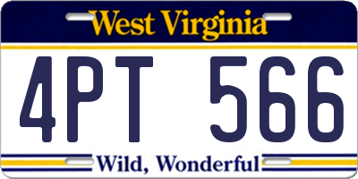 WV license plate 4PT566