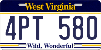 WV license plate 4PT580