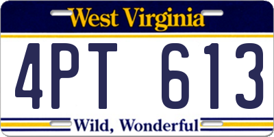 WV license plate 4PT613