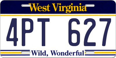 WV license plate 4PT627