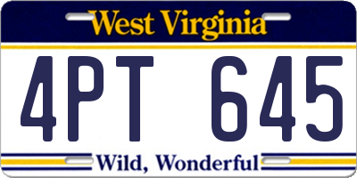 WV license plate 4PT645