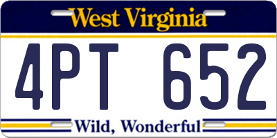 WV license plate 4PT652