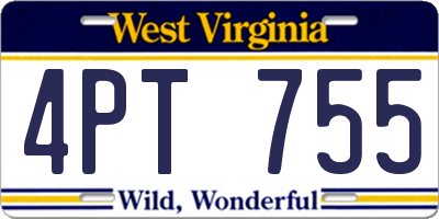 WV license plate 4PT755