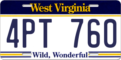 WV license plate 4PT760