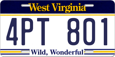 WV license plate 4PT801