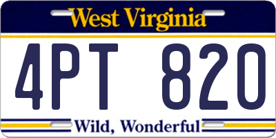 WV license plate 4PT820