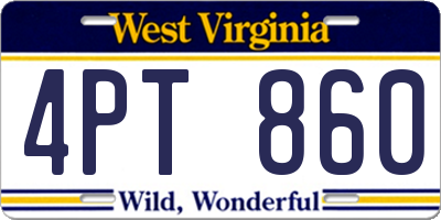 WV license plate 4PT860