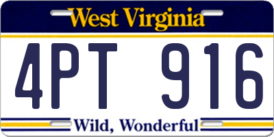 WV license plate 4PT916