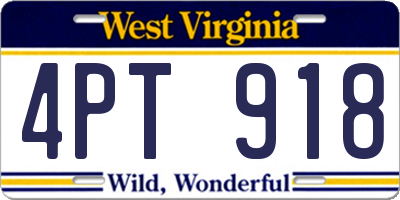 WV license plate 4PT918