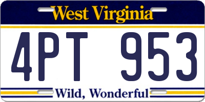 WV license plate 4PT953